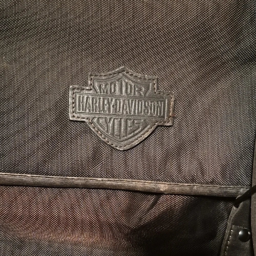 Harley-Davidson Black Canvas Messenger Bag with Leather Straps